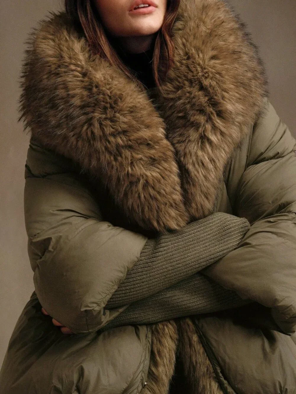 Army Green Casual Women's Short Puffer Jacket